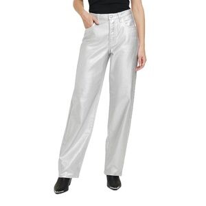 Universal Thread Metallic Silver Jeans 90s baggy button fly